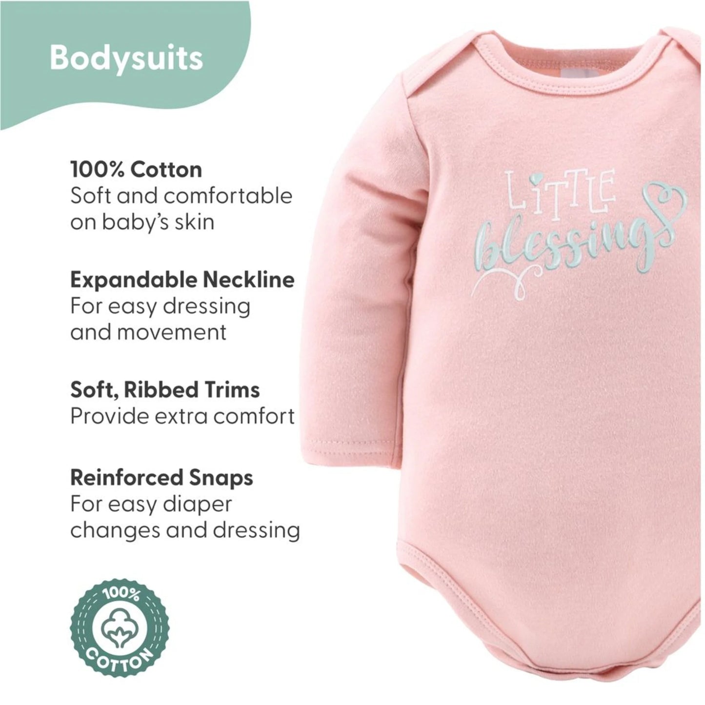 Baby Girl Pink Floral Elephant Cotton Layette Gift Set, Baby Clothes Essentials, 30-Piece