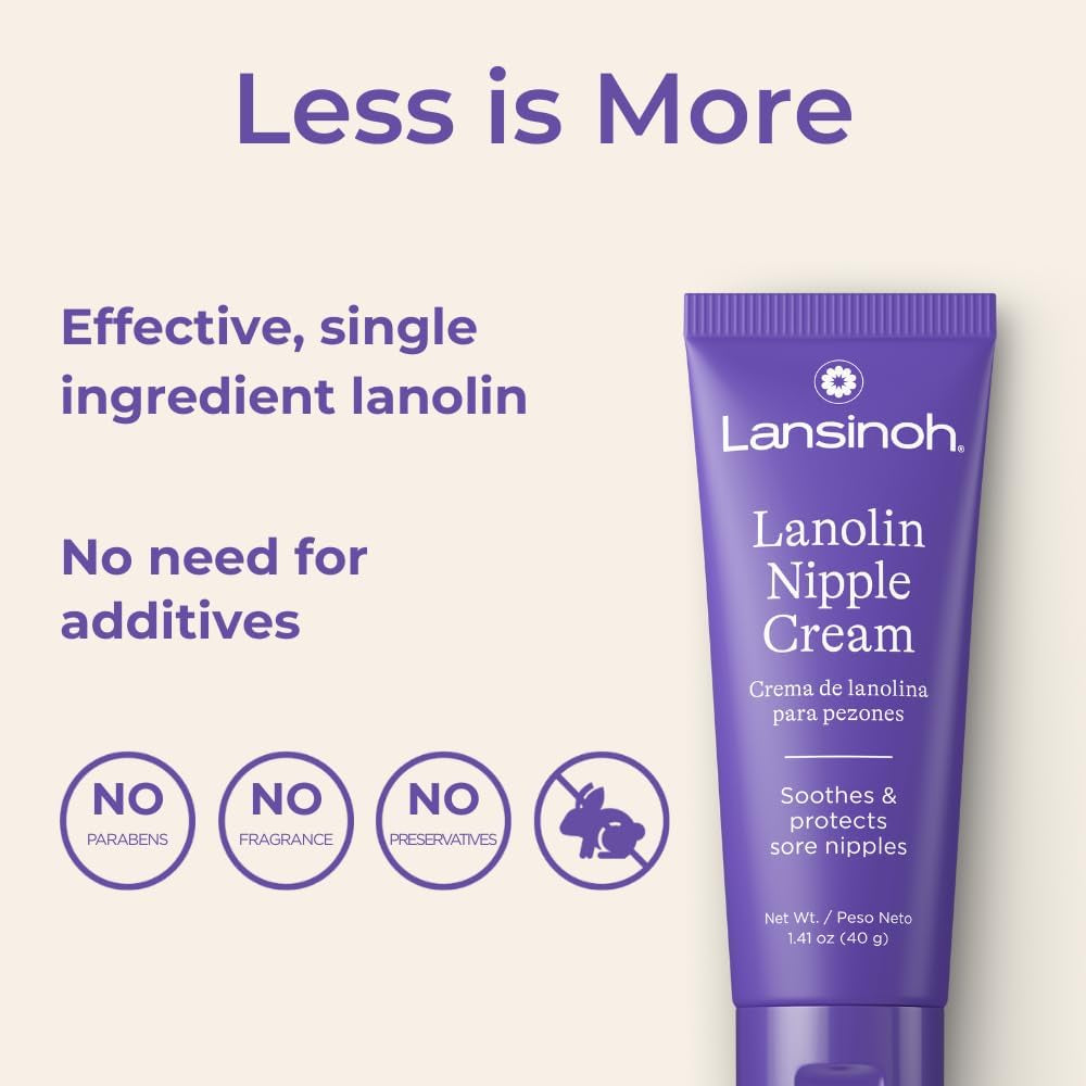 Lanolin Nipple Cream, 1.41 Ounces | Safe for Breastfeeding Baby, 100% Natural Nipple Butter, Breastfeeding Essentials, Postpartum Moms
