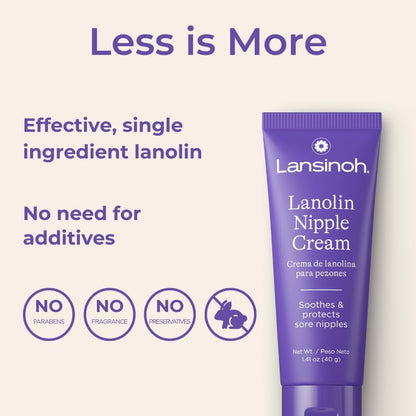 Lanolin Nipple Cream, 1.41 Ounces | Safe for Breastfeeding Baby, 100% Natural Nipple Butter, Breastfeeding Essentials, Postpartum Moms