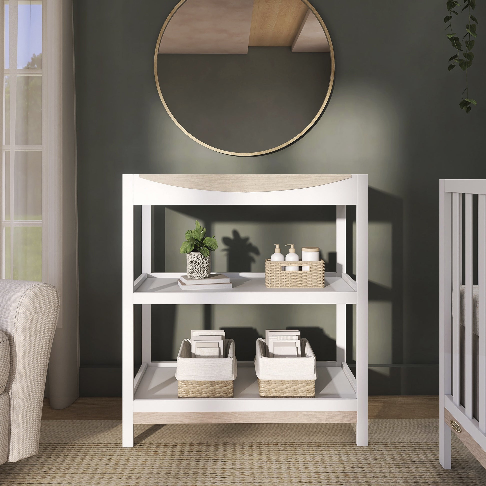 Emerson Changing Table, White & Vintage White Oak