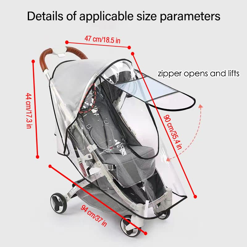 Stroller Rain Wind Cover Umbrella Accessory Windproof Waterproof Universal | Plastic Cover, Travel Essential