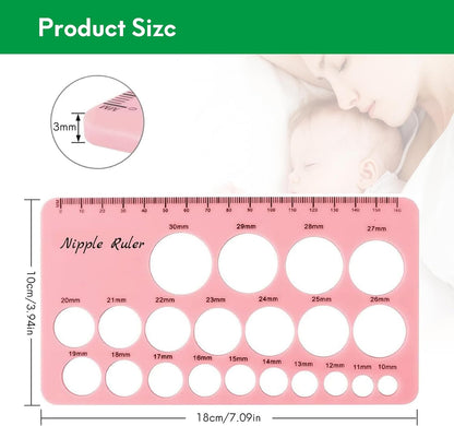 Nipple Measurement Tool Compatible with Flange Inserts, Flange Size Measure for Nipples, Nipple Sizer Measure, Nipple Flange Insert Measuring Tool, Nipple Ruler for Breast Pump Flange Sizing (Pink)