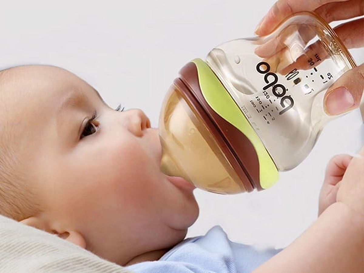 Newborn Baby Bottles - Wide Neck Bottles,Slow Nipple,Green, 6Oz/180Ml,4Pk