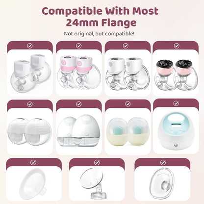 Flange Sizing Kit, Flange Inserts for 24Mm Breast Pumps, 10PCS | 13/15/17/19/21Mm, Includes Nipple Sizer for Flanges to Find the Right Fit, Soft Silicone for Comfortable & Efficient Pumping