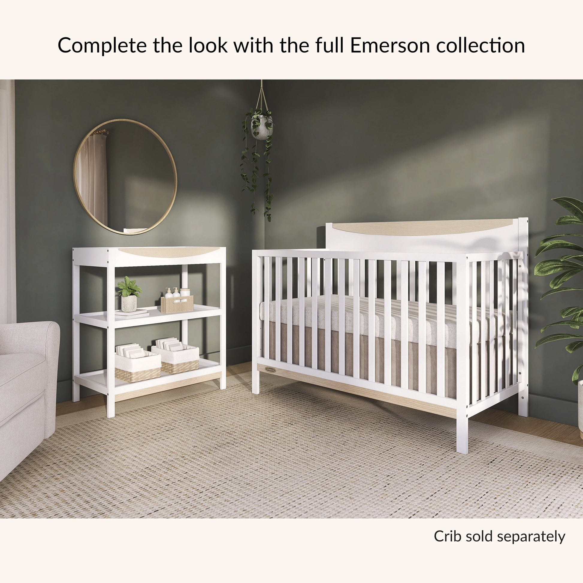 Emerson Changing Table, White & Vintage White Oak