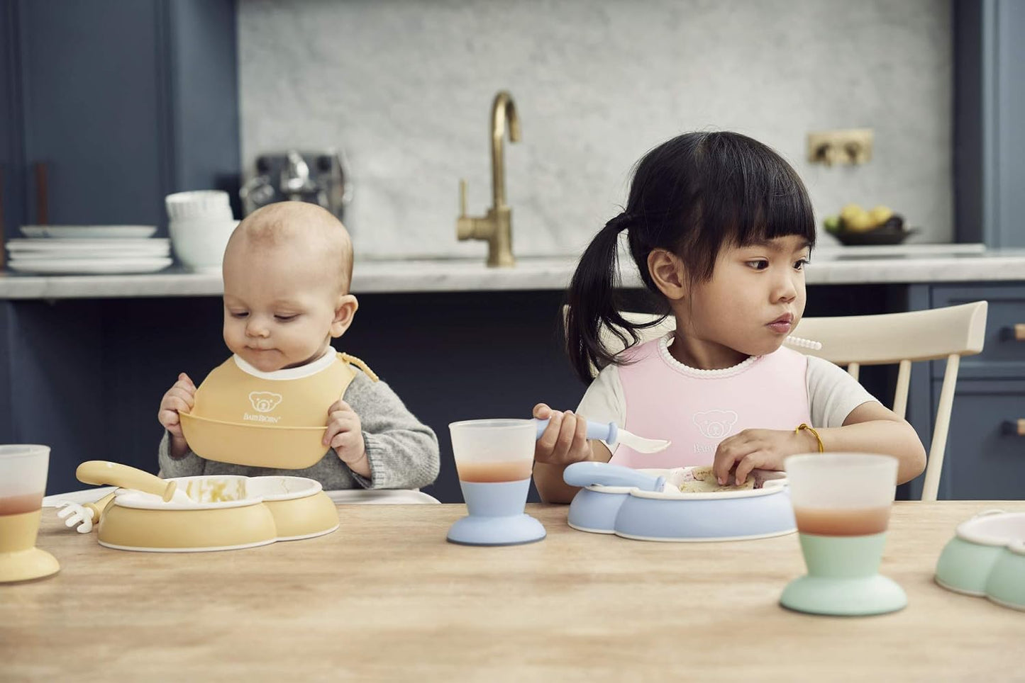 BABYBJÖRN Baby Feeding Set, Powder Pink , 4 Piece Set