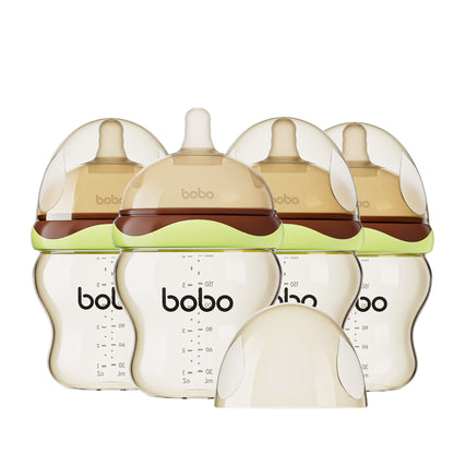 Newborn Baby Bottles - Wide Neck Bottles,Slow Nipple,Green, 6Oz/180Ml,4Pk