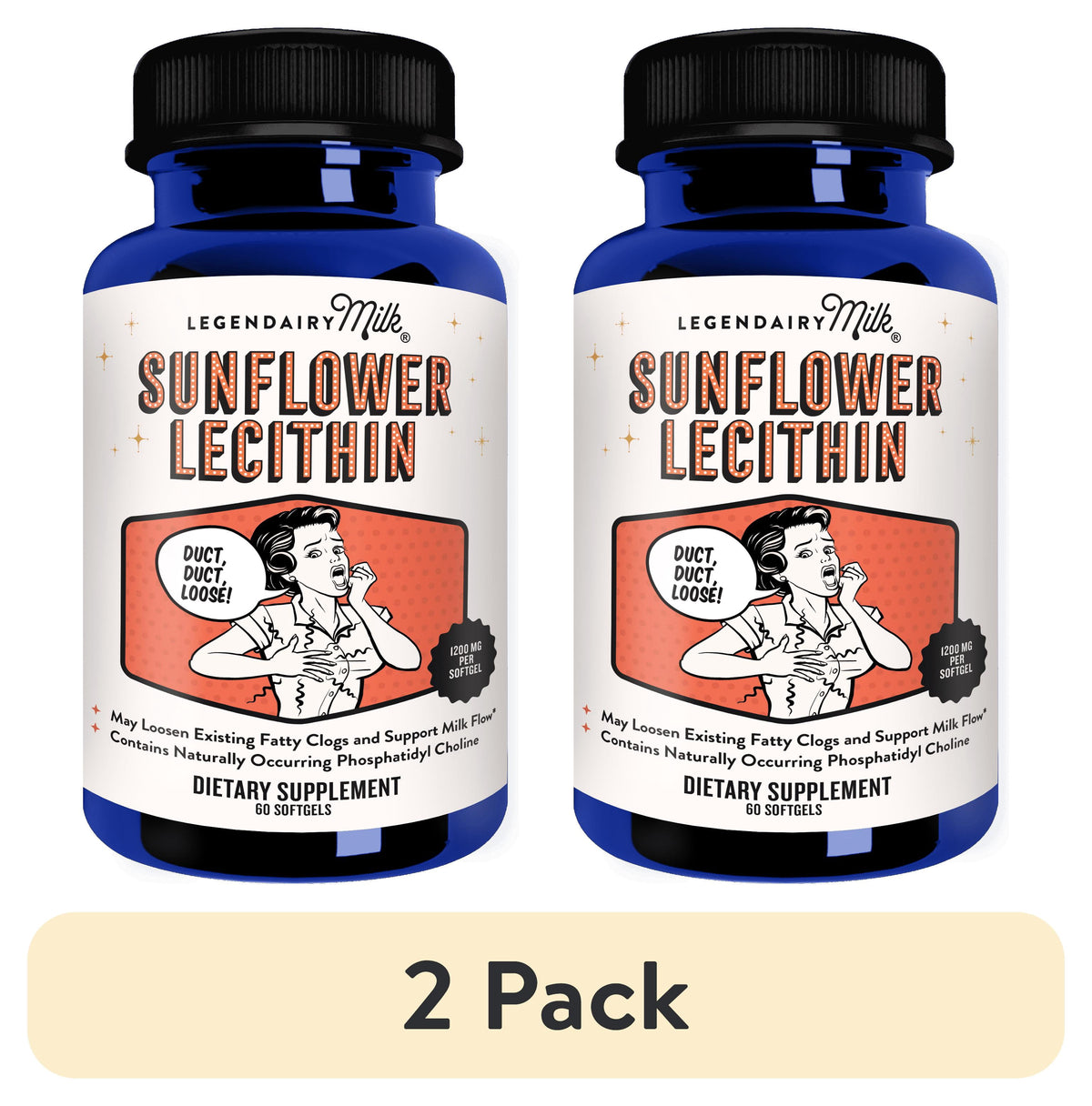 (2 Pack)  Sunflower Lecithin Softgels for Adults - Organic Dietary Supplement, 60 Ct, 1 Bottle