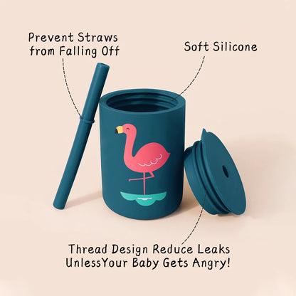 180Ml/6Ozsilicone Baby Feeding Drinkware Straw Cup Kid Learning Feeding Bottle Leakproof Silicone Tableware Toddler Water Bottle