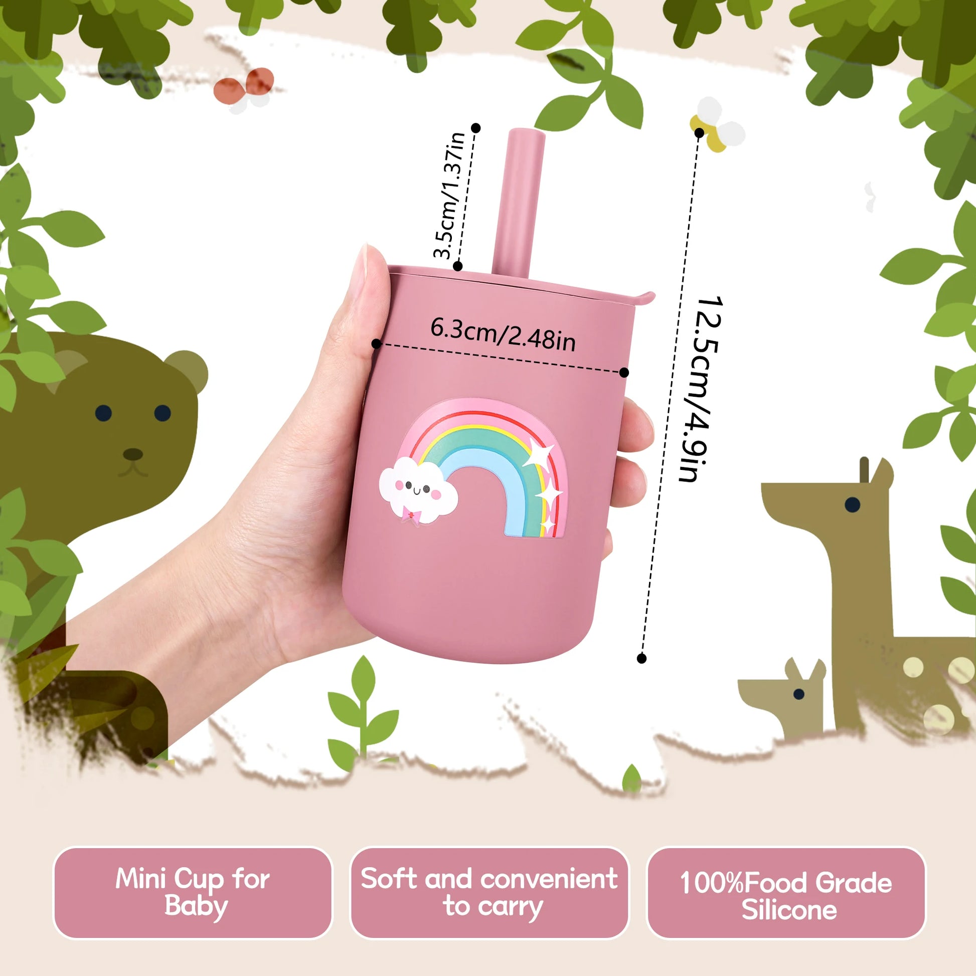 180Ml/6Ozsilicone Baby Feeding Drinkware Straw Cup Kid Learning Feeding Bottle Leakproof Silicone Tableware Toddler Water Bottle