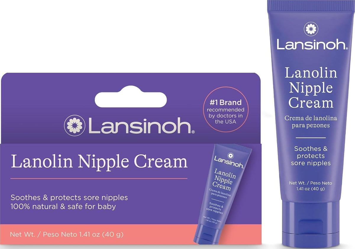 Lanolin Nipple Cream, 1.41 Ounces | Safe for Breastfeeding Baby, 100% Natural Nipple Butter, Breastfeeding Essentials, Postpartum Moms