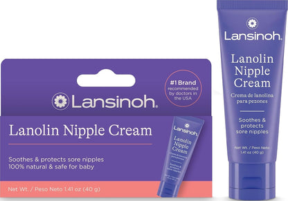 Lanolin Nipple Cream, 1.41 Ounces | Safe for Breastfeeding Baby, 100% Natural Nipple Butter, Breastfeeding Essentials, Postpartum Moms