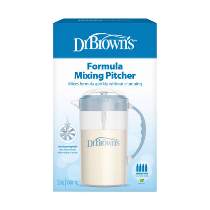 Baby Formula Mixing Pitcher, Adjustable Stopper/Locking Lid/No-Drip Spout, Blue 36Oz, 1 Pack
