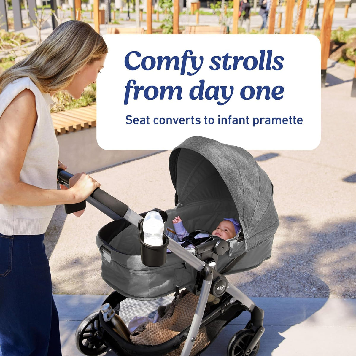 Graco Modes Pramette Travel System, Car Seat and Stroller Combo, Includes Snugride LX Infant Car Seat and Baby Stroller, 3 Modes: Car Seat Carrier, Pramette, Toddler Stroller, Ellington