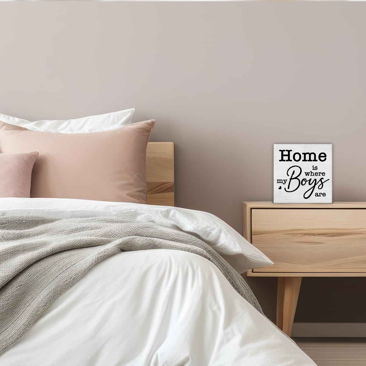 New Mom Gifts Rustic Family Decor Home Is Where My Boys Are Wooden Sign Family Decorations for Home Living Room Bedroom Desk Shelf Table 5 X 5 Inches
