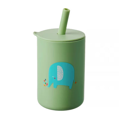 1PC Baby Feeding Drinkware Straw Cup Baby Cartoon Learning Feeding Cup Food Grade Silicone Toddler Water Bottle Tableware