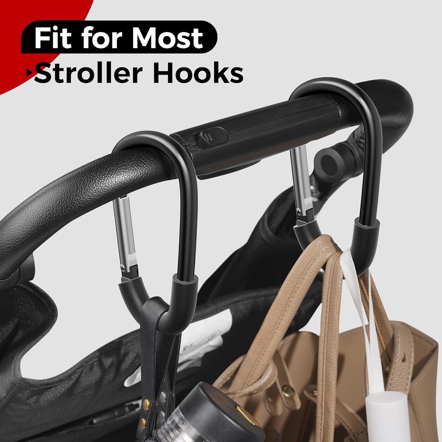 Stroller Hooks, Large Stroller Hooks for Bags, Universal Stroller Clips and Hooks, Mommy Hook for Stroller Heavy Duty, Stroller Accessories for Mom