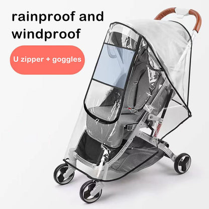Stroller Rain Wind Cover Umbrella Accessory Windproof Waterproof Universal | Plastic Cover, Travel Essential