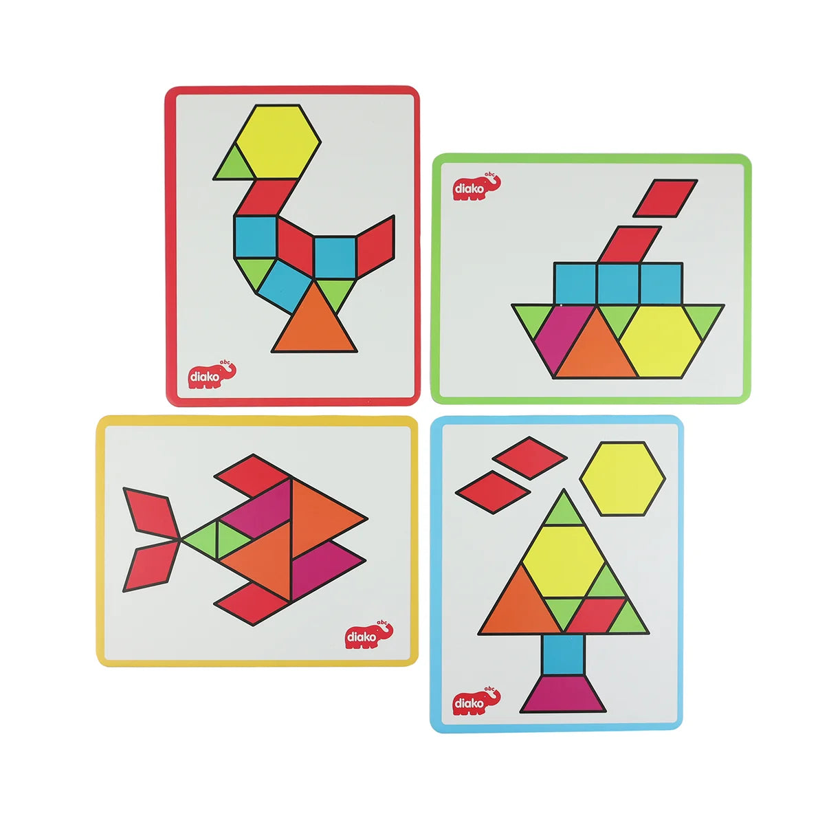 Tangram Con Plantillas Juego Educativo con 54 Figuras y 4 Plantillas para Niños de 5+ Años Desarrollo de Habilidades Geométricas y Creatividad en Madera