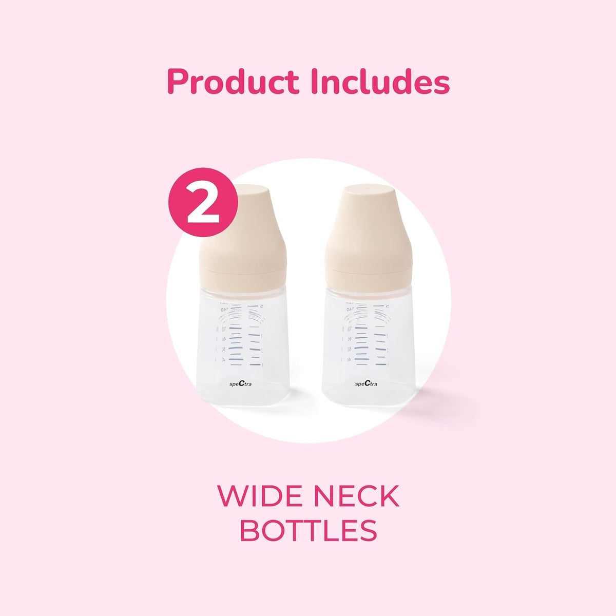 - Wide Neck Baby Bottles - Compatible with  Breast Milk Pump Flanges (Pack of 2)