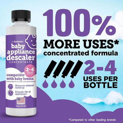 Baby Sterilizer Descaler, Compatible with Baby Brezza, 8 Oz 2 Pk | Citric Acid Formula; Odorless; Helps Remove Mineral Buildup; Made in USA; 2-Pack, 8 Oz Each