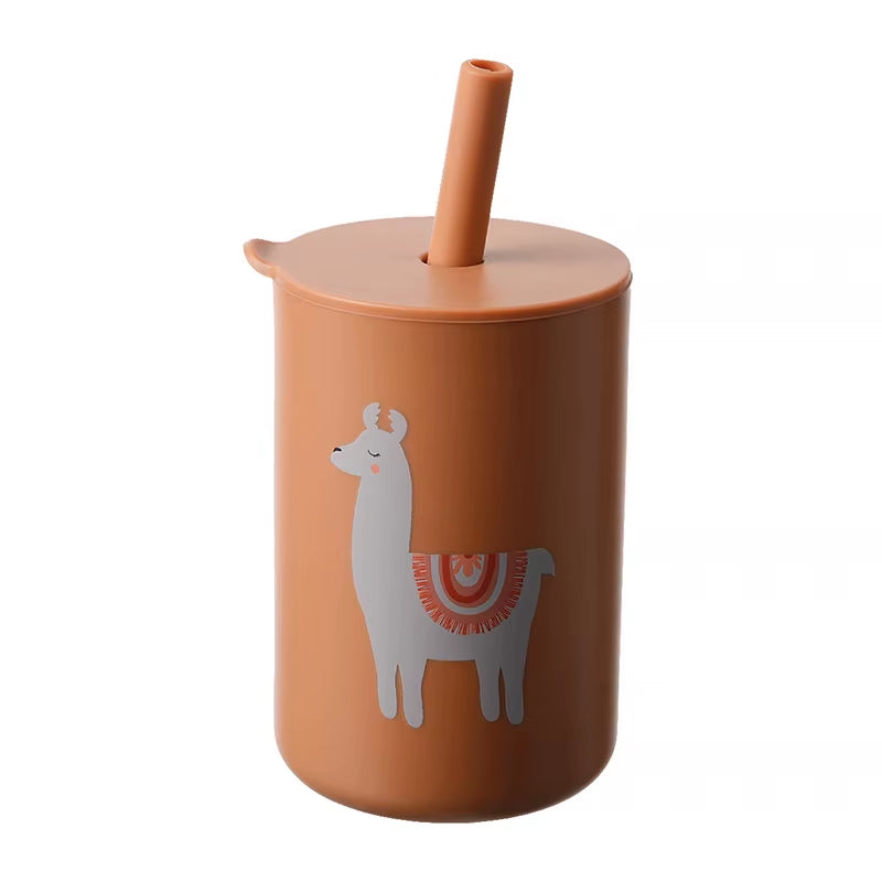 1PC Baby Feeding Drinkware Straw Cup Baby Cartoon Learning Feeding Cup Food Grade Silicone Toddler Water Bottle Tableware