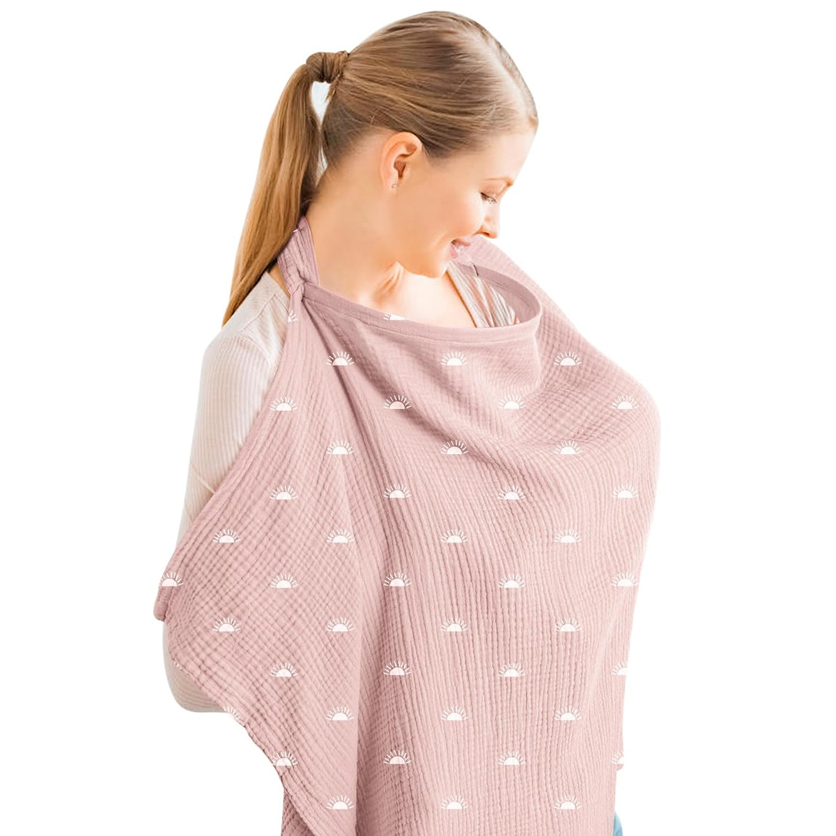 Muslin Nursing Cover up for Breastfeeding with Rigid Hoop | 100% Cotton Nursing Apron, Lightweight & Breathable, Carseat Canopy, Breast Feeding Covers for Women