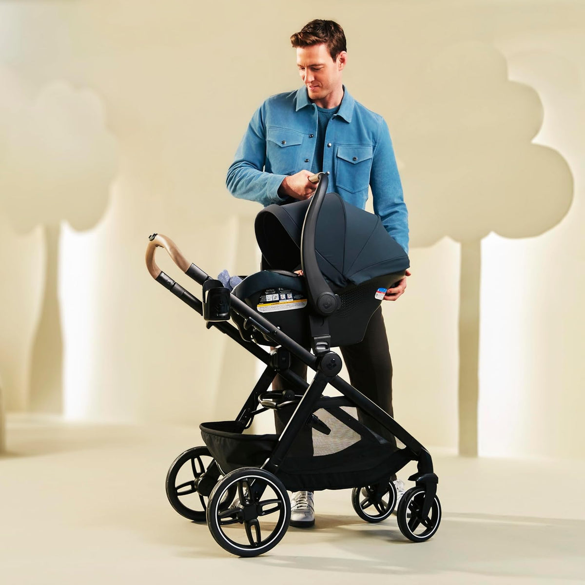 Zelia Pro 5-In-1 Travel System with Mico Pro Infant Car Seat and Baby Stroller Combo, Reversible Seat, Large Wheels, Adjustable Handle, Newborn to Toddler, Lightweight, Classic Oat