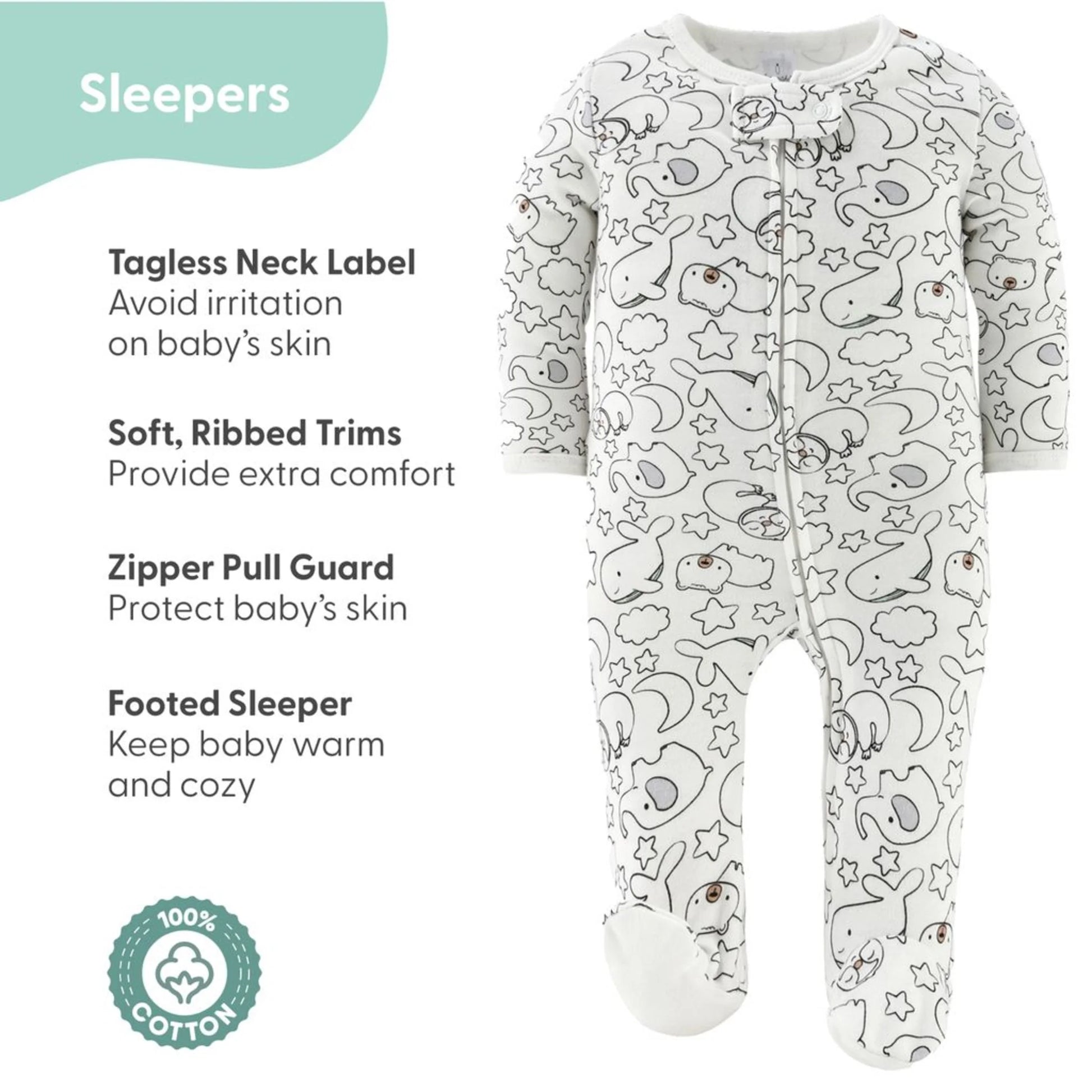 Unisex Animals and Insects Cotton Layette Gift Set, Baby Clothes Essentials, 30-Piece