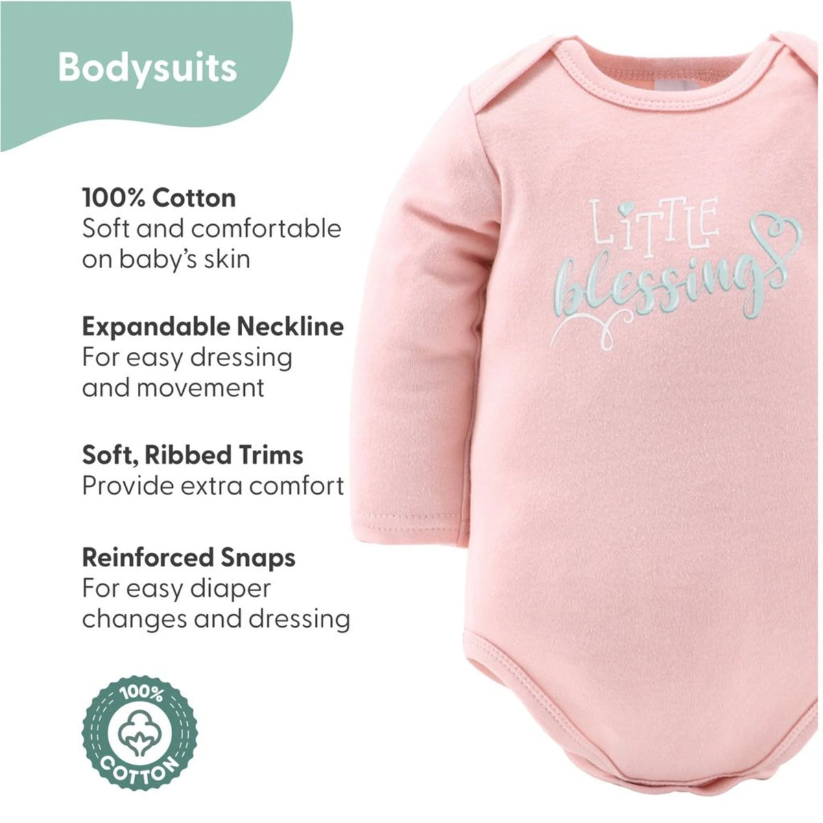 Baby Girl Pink Floral Elephant Cotton Layette Gift Set, Baby Clothes Essentials, 30-Piece