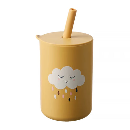 1PC Baby Feeding Drinkware Straw Cup Baby Cartoon Learning Feeding Cup Food Grade Silicone Toddler Water Bottle Tableware