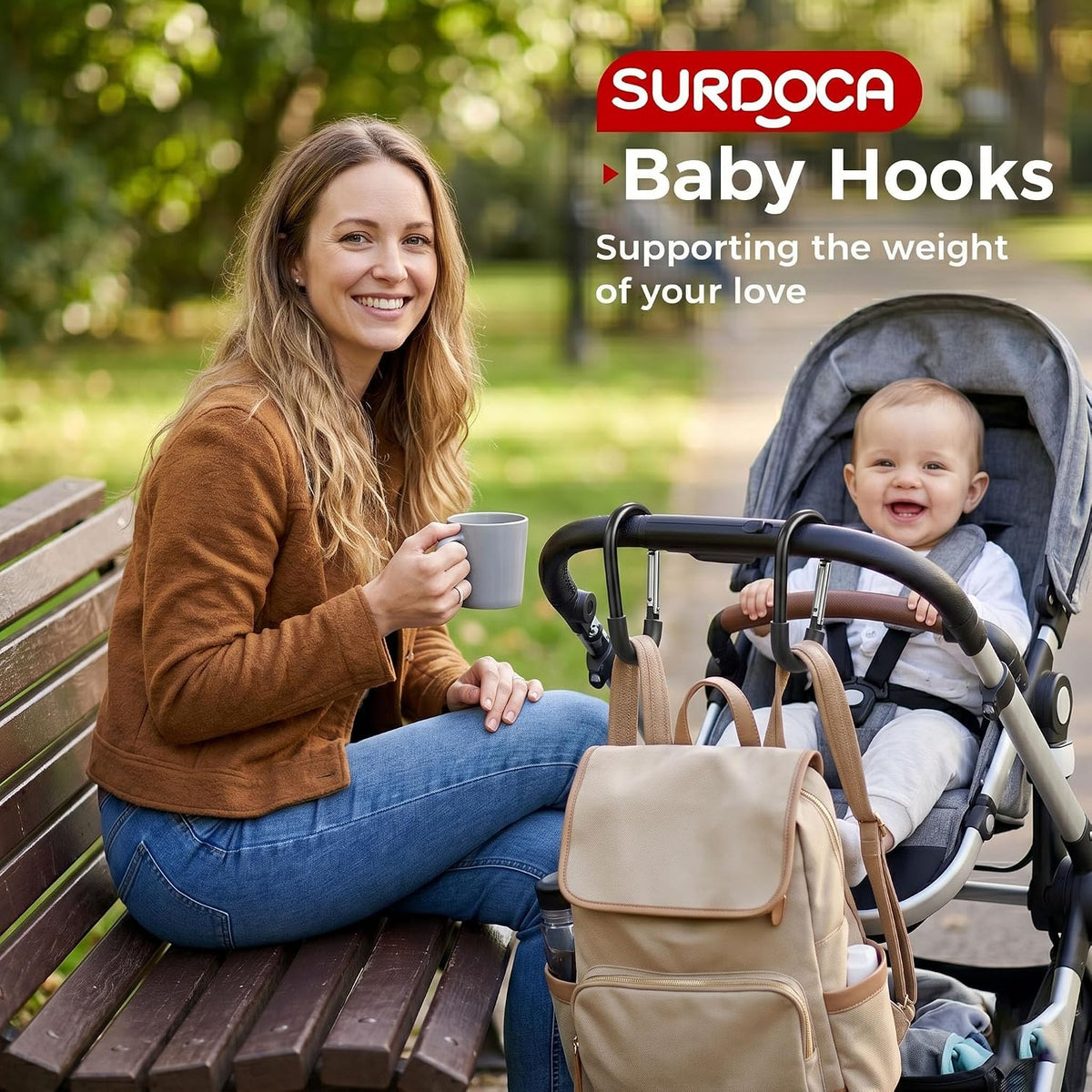 Stroller Hooks, Large Stroller Hooks for Bags, Universal Stroller Clips and Hooks, Mommy Hook for Stroller Heavy Duty, Stroller Accessories for Mom