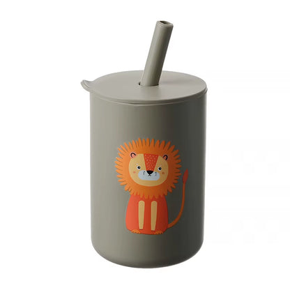 1PC Baby Feeding Drinkware Straw Cup Baby Cartoon Learning Feeding Cup Food Grade Silicone Toddler Water Bottle Tableware