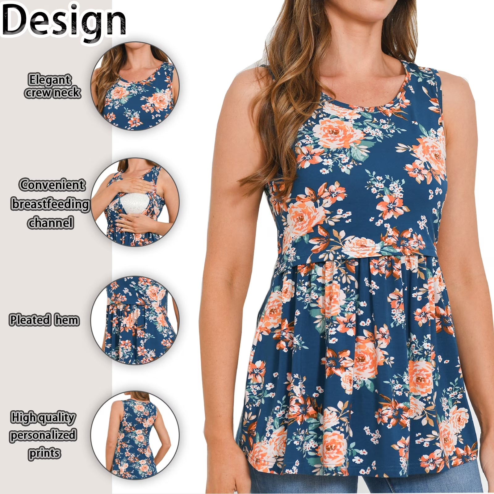 Female Sleeveless Maternity Tank Tops Breastfeeding Nursing Clothes