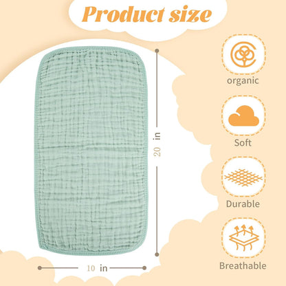 Baby Burp Cloths 100% Cotton Newborn Muslin Burp Cloths 10X20 Inches Baby Essentials Blue & Green 5-Pack