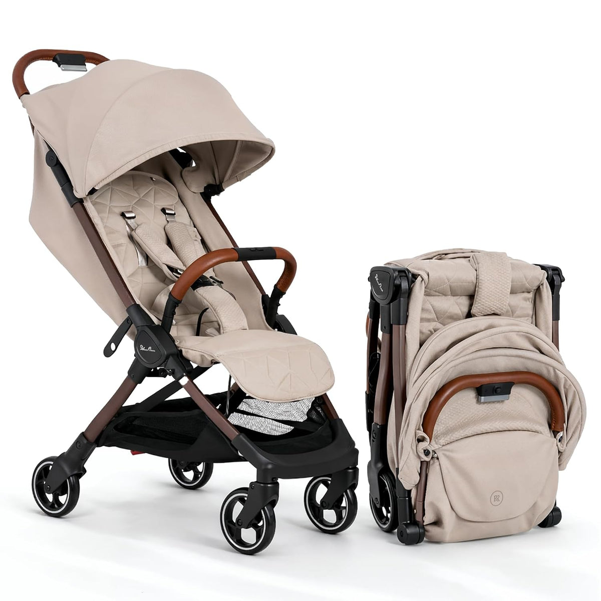 Clic Compact Travel Stroller – (Latte) – Lightweight Baby Stroller for Airplane Travel – One-Hand Fold, Lie-Flat Infant & Toddler Seat – Birth to 55 Lb