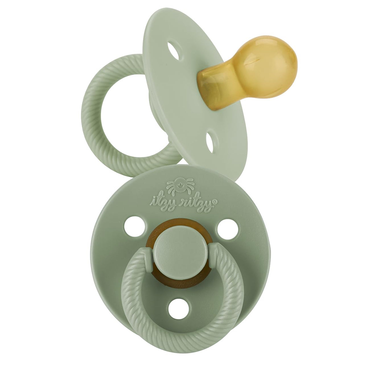 Itzy Ritzy Natural Rubber Pacifiers for 6-18 Mos, Set of 2, Succulent/Agave | Soft Cherry-Shaped Nipple Mimics Breastfeeding, Large Air Holes Enhance Safety, Bpa-Free Design, Provides a Soothing Comfort