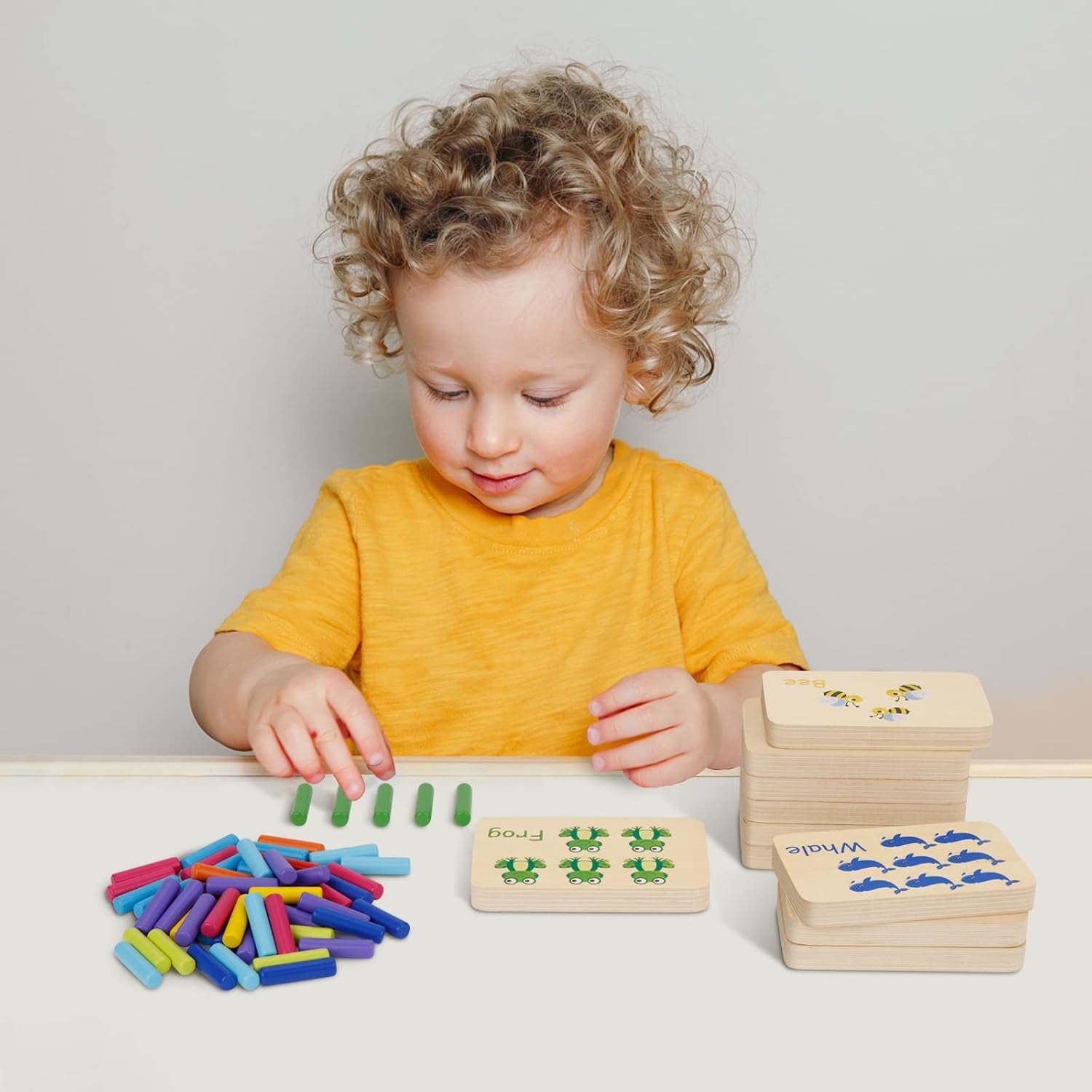 Peg Board Toddler Toys, Counting Wooden Toys with 55 Pegs | Wooden Math Manipulatives, Montessori Math and Numbers for Kids & Kindergarten Learning Activities