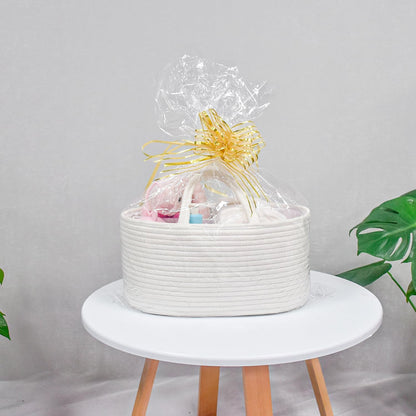 Baby Diaper Caddy, Nursery Storage Bin and Car Organizer for Diapers Wipes, Cotton Rope Basket Changing Table Caddy