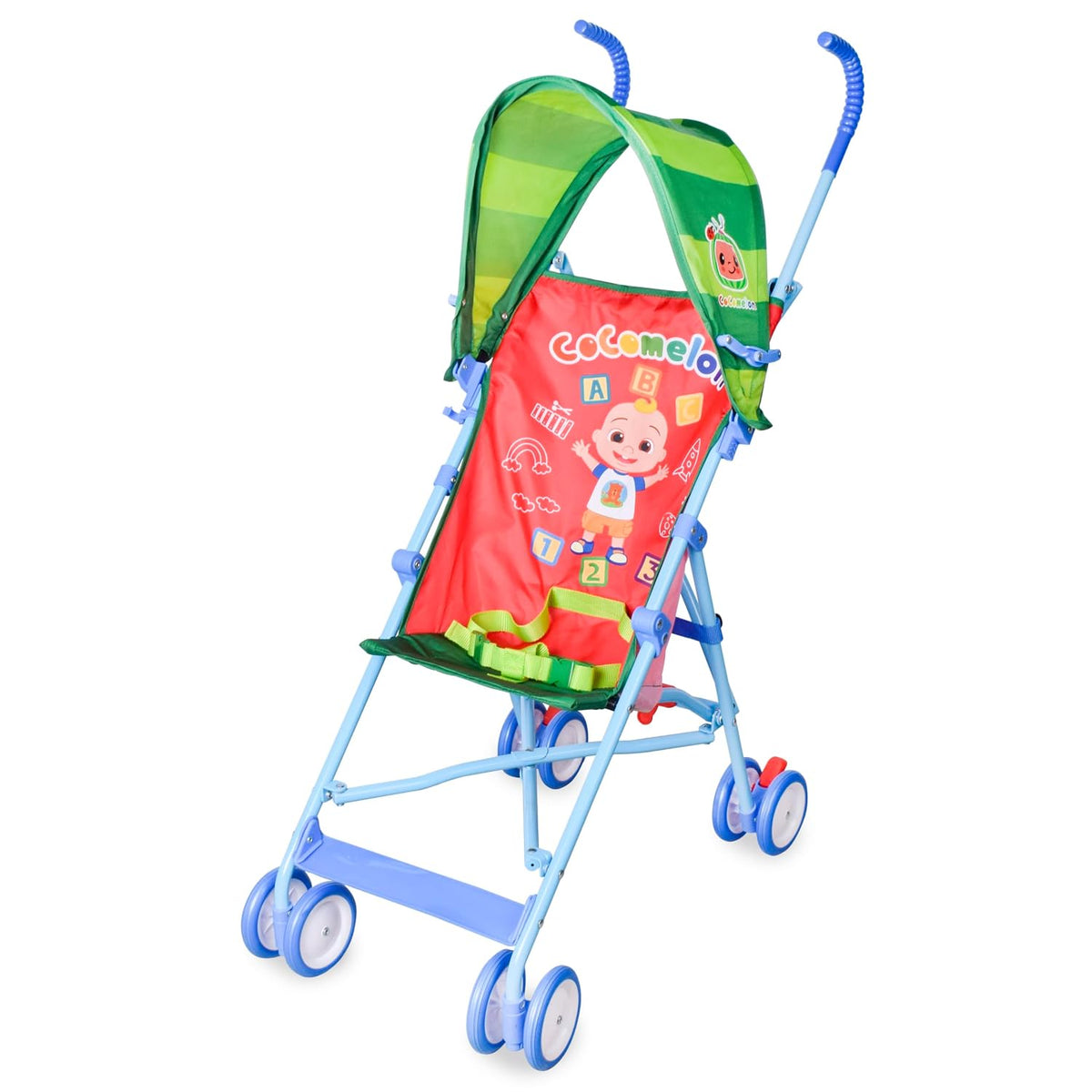 Sunny Days Entertainment  Official Umbrella Stroller with Canopy - Red Travel Stroller for Newborns Toddlers and Kids, Large | Alloy Steel Frame, 3 Point Harness, Rear Locking Brakes, 8 Wheels, 33 Lb Capacity, 6-36 Months, Folds 43.75 X 7 X 5 In