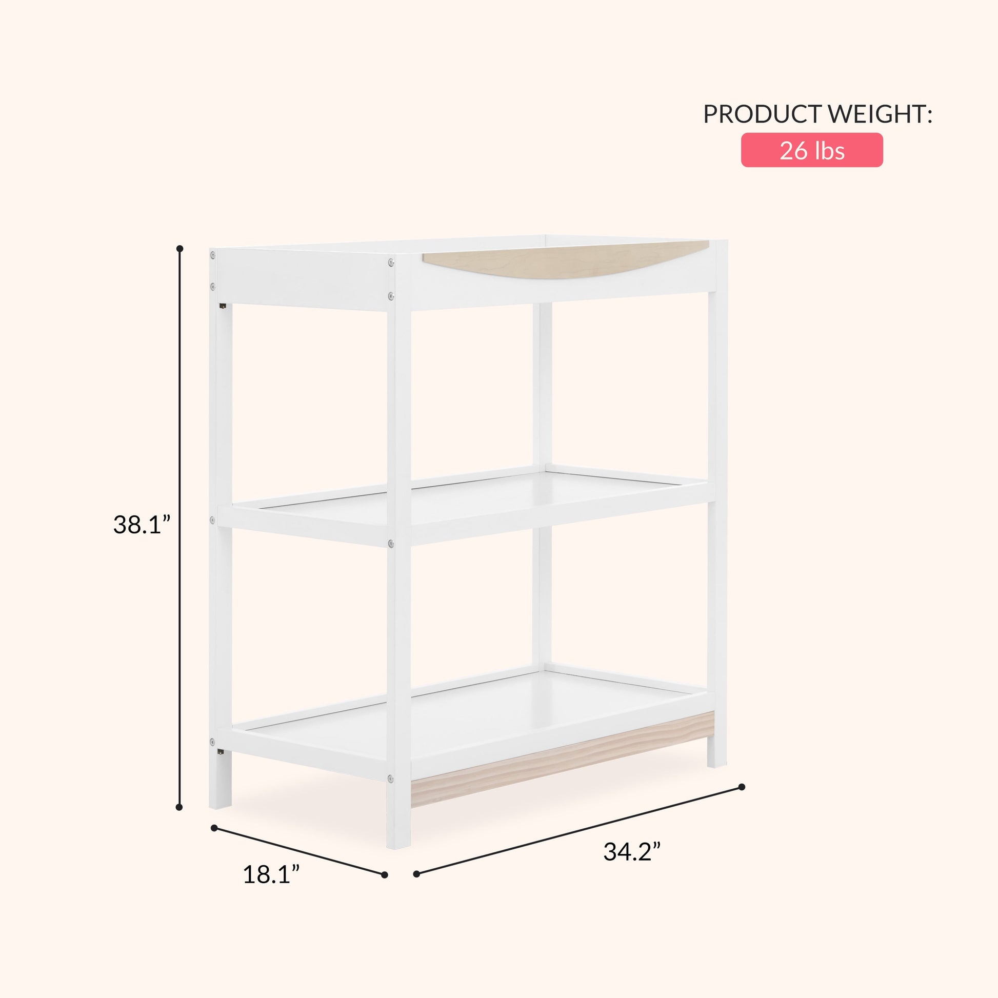 Emerson Changing Table, White & Vintage White Oak