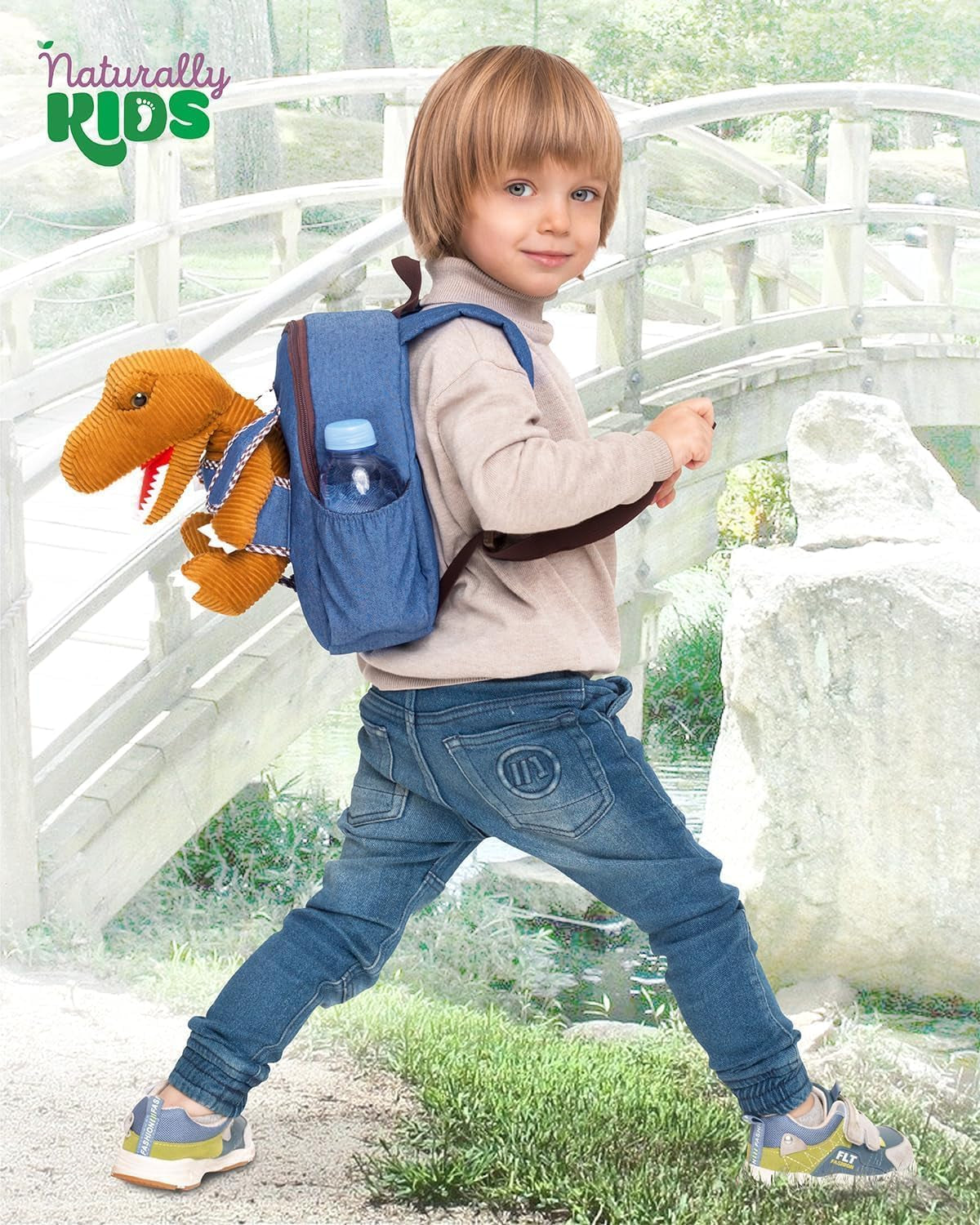 Toddler Backpack with Detachable Dinosaur Toy for Boys | Side & Inner Pockets, Reflective Logo | Dinosaur Backpack for Kids 3-5