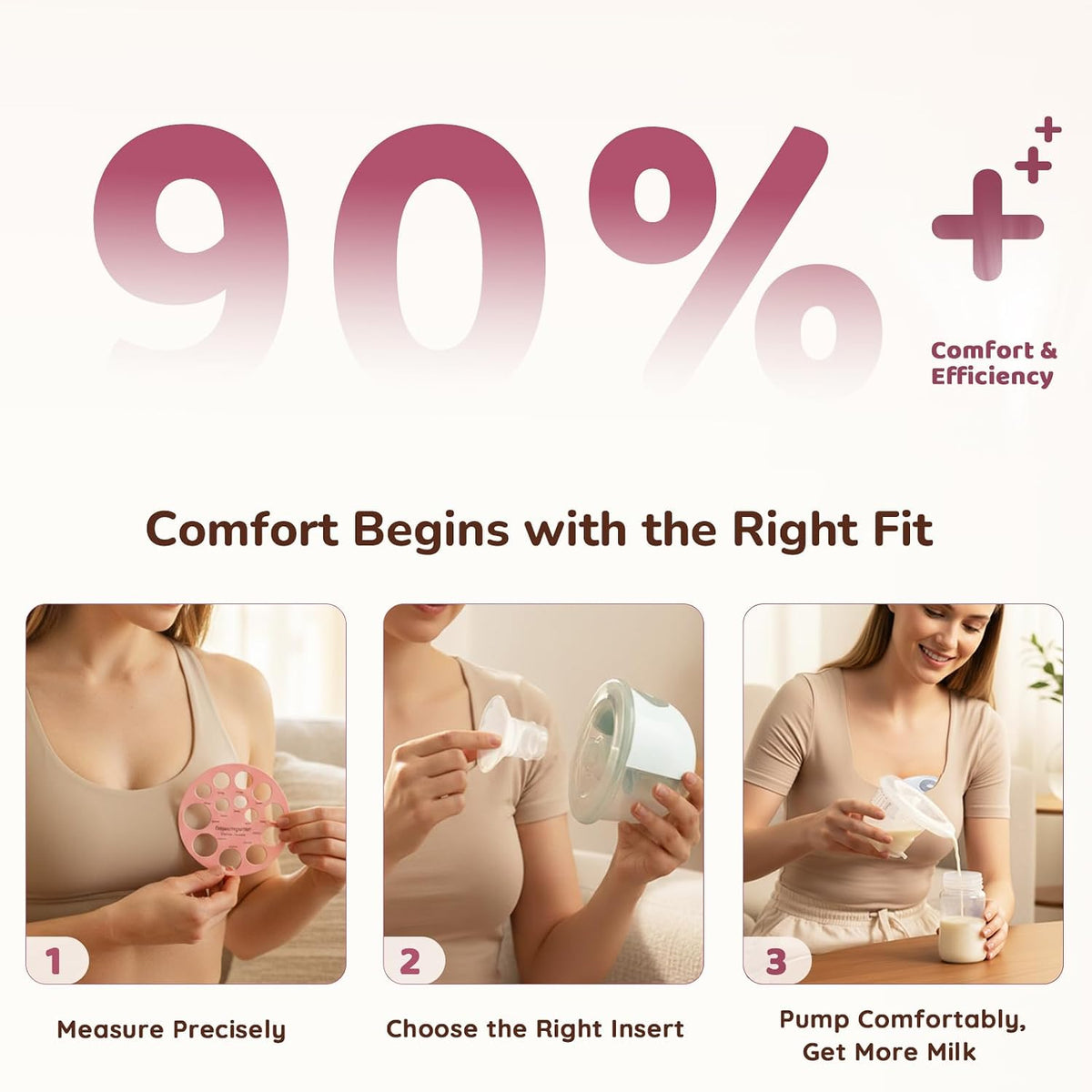 Flange Sizing Kit, Flange Inserts for 24Mm Breast Pumps, 10PCS | 13/15/17/19/21Mm, Includes Nipple Sizer for Flanges to Find the Right Fit, Soft Silicone for Comfortable & Efficient Pumping