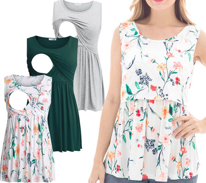 Female Sleeveless Maternity Tank Tops Breastfeeding Nursing Clothes