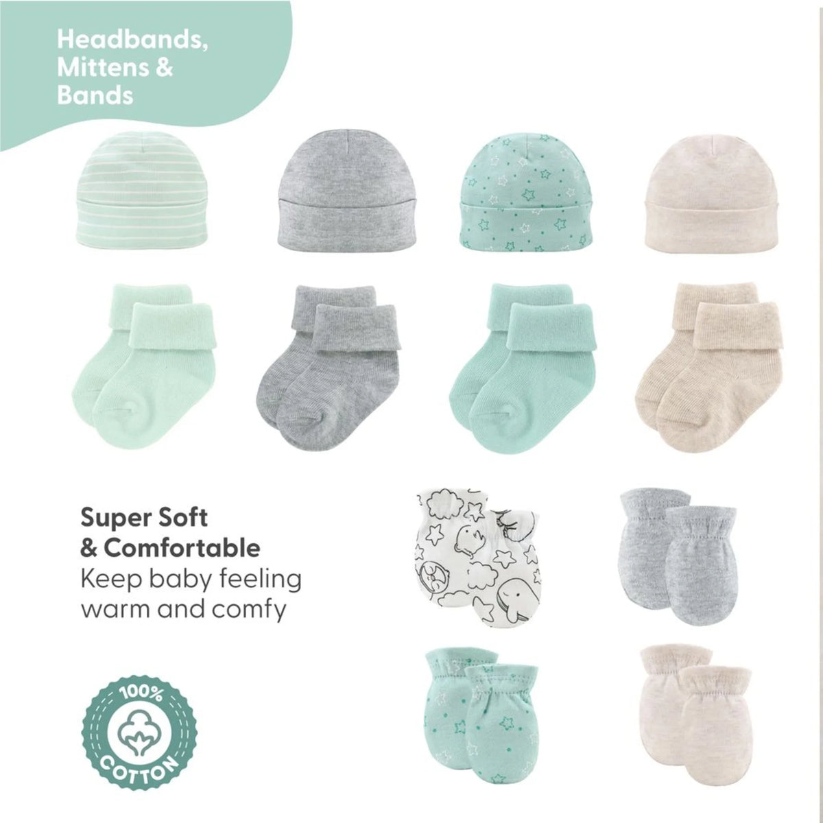 Unisex Animals and Insects Cotton Layette Gift Set, Baby Clothes Essentials, 30-Piece