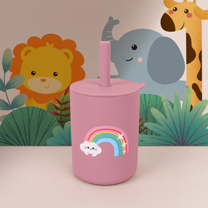 180Ml/6Ozsilicone Baby Feeding Drinkware Straw Cup Kid Learning Feeding Bottle Leakproof Silicone Tableware Toddler Water Bottle