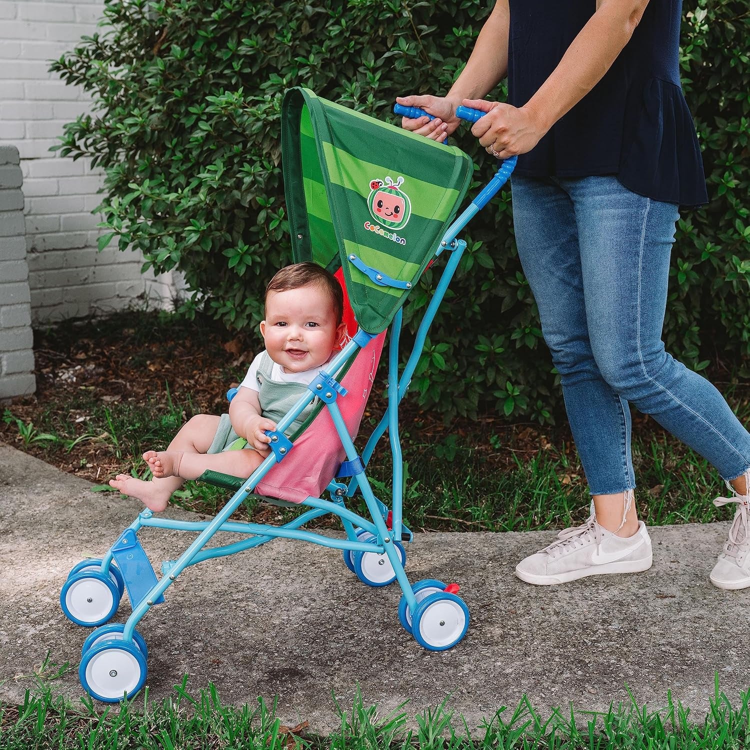 Sunny Days Entertainment  Official Umbrella Stroller with Canopy - Red Travel Stroller for Newborns Toddlers and Kids, Large | Alloy Steel Frame, 3 Point Harness, Rear Locking Brakes, 8 Wheels, 33 Lb Capacity, 6-36 Months, Folds 43.75 X 7 X 5 In