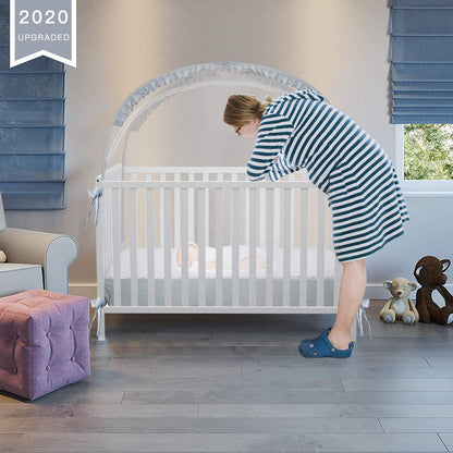 Baby Crib Tent, Pop up Crib Net to Keep Baby in | Stop Baby from Climbing Out of Crib, Breathable Mesh, Auto-Lock Zipper, Size 55.2" L X 27.6" W X 51.6" H, Free-Installation