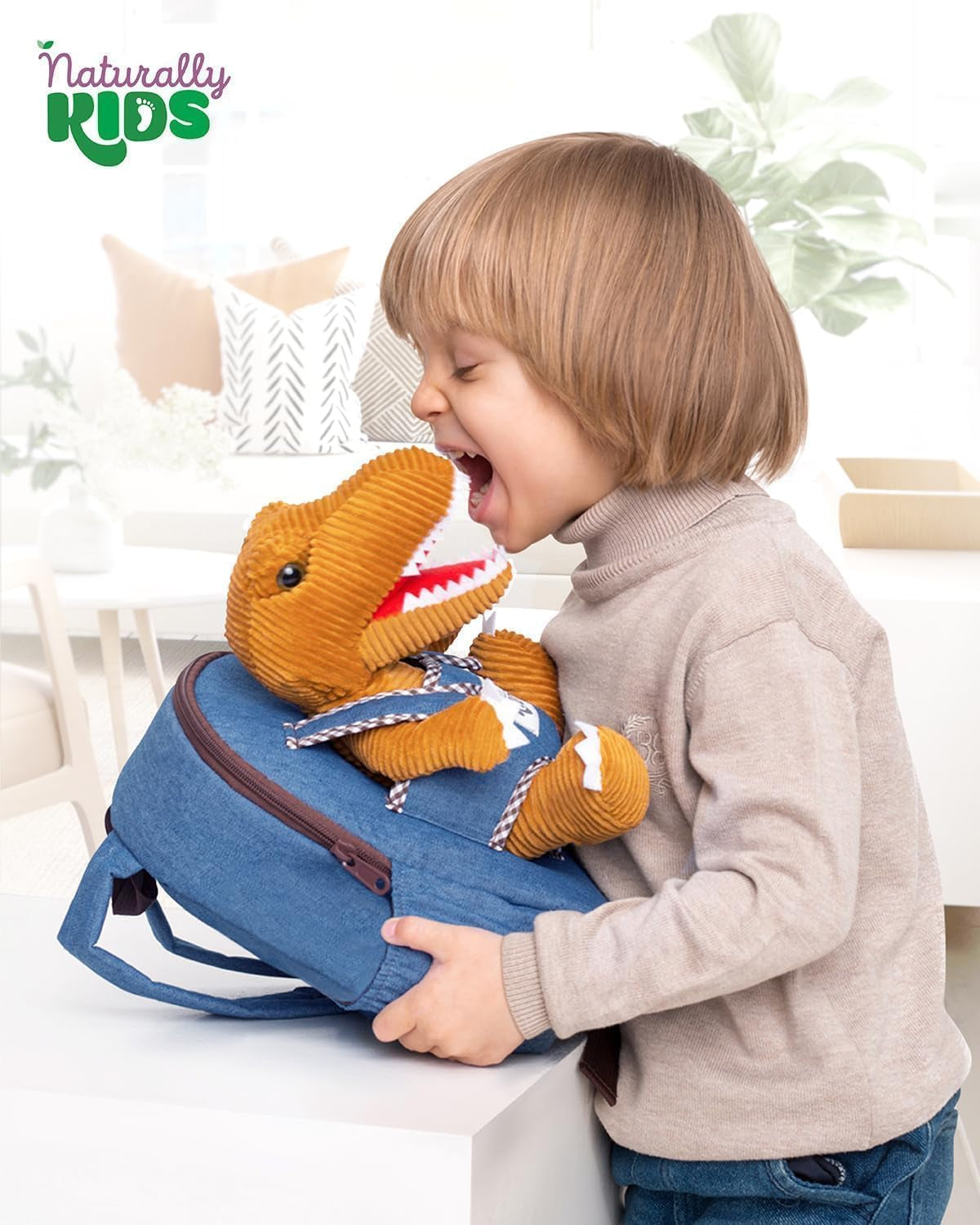Toddler Backpack with Detachable Dinosaur Toy for Boys | Side & Inner Pockets, Reflective Logo | Dinosaur Backpack for Kids 3-5