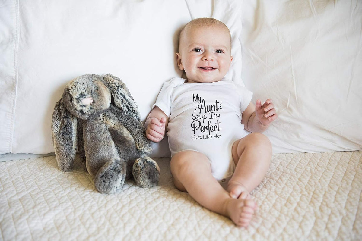 My Aunt Says I'M Perfect Just like Her - Funny Baby Essentials Bodysuit - Newborn Girl Clothes